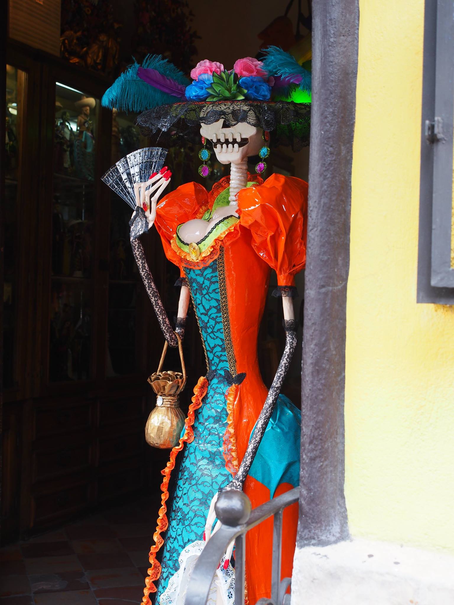 catrina in doorway tlaquepaque close up